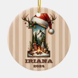 Urlaubsbrief I mit rustikaler Winterlandschaft Keramik Ornament