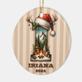 Urlaubsbrief I mit rustikaler Winterlandschaft Keramik Ornament (Links)