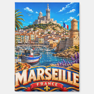 🧲 Urlaubserinnerung Marseille Hafen Frankreich ⚓ Magnet