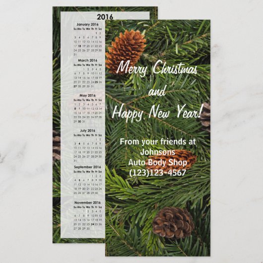 Urlaubsförderung 2016 Kalenderkarte (Vorne/Hinten)