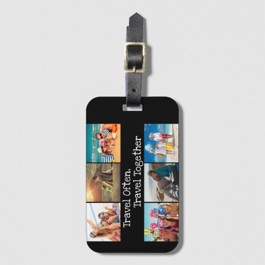 Urlaubsfoto-Collage Reisen oft zusammen Gepäckanhänger (Vorderseite Vertikal)
