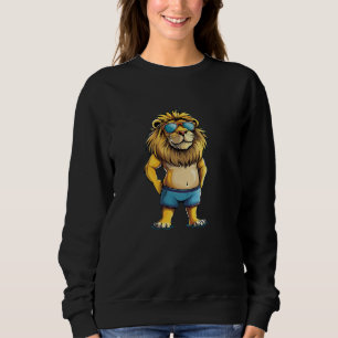 Urlaubsgefühle mit diesem Strandlöwen in Badehose Sweatshirt