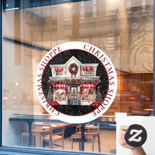 URLAUBSGESCHÄFTE CHRISTMAS SHOPPE FENSTERAUFKLEBER (Café-Fenster)