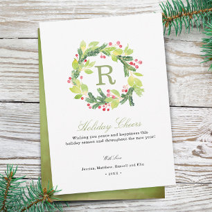 Urlaubsgrüße Kranz Monogramm Urlaubskarte Feiertagskarte