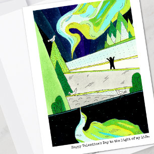 Urlaubskarte des Nordlichts Valentinstag Feiertagskarte