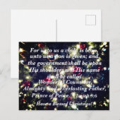 Urlaubskarte - Isaiah 9:6 Für uns ein Kind Postkarte (Vorne/Hinten)