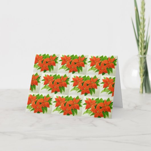 Urlaubskarte mit Poinsettia-Muster Feiertagskarte (Vorderseite)
