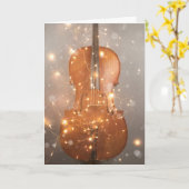 Urlaubskarte mit zauberhaftem Cello mit Schnee & L Karte (Gelbe Blume)