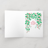 Urlaubskarte Roter Bird & Holly Faltes Foil (Innen Abgelegt)