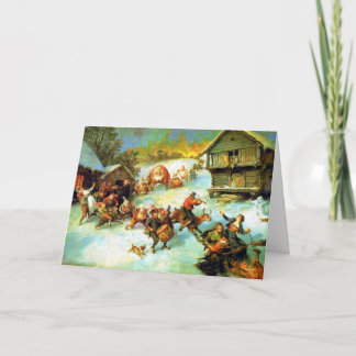 Urlaubskarte Vintage Winterlandschaft Feiertagskarte