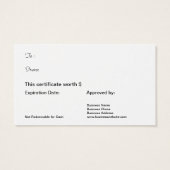 Urlaubskartenzertifikat Einfach Schwarz-weiß (Rückseite)