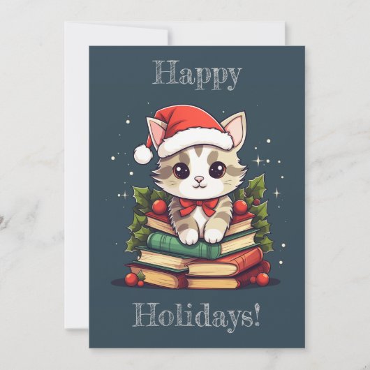 Urlaubskatze Feiertagskarte (Vorderseite)