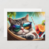 Urlaubskatze Postkarte (Vorne/Hinten)