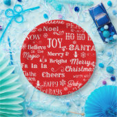 Urlaubskizzen | Weihnachtswörter Rot Pappteller (Party)