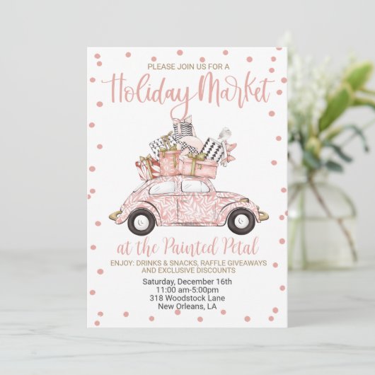 Urlaubsmarkt Einladung (Stehend Vorderseite)