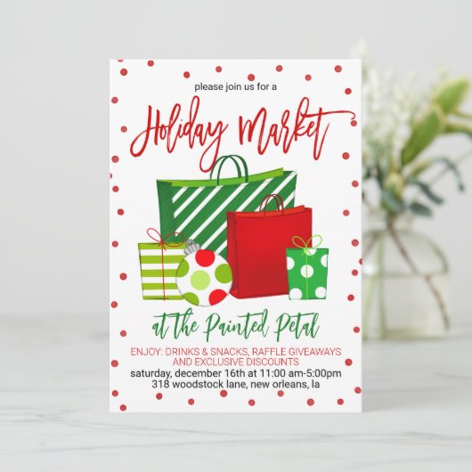 Urlaubsmarkt Einladung (Stehend Vorderseite)