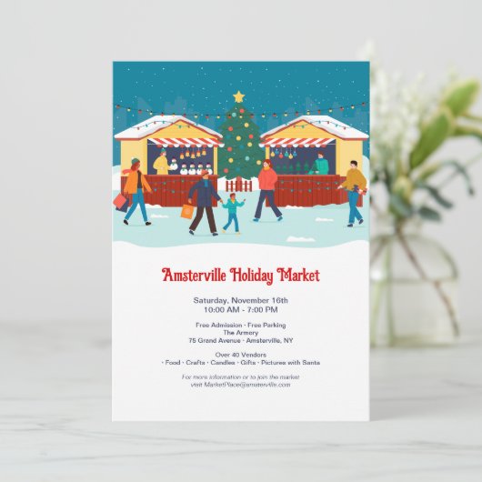 Urlaubsmarkt Einladung (Stehend Vorderseite)