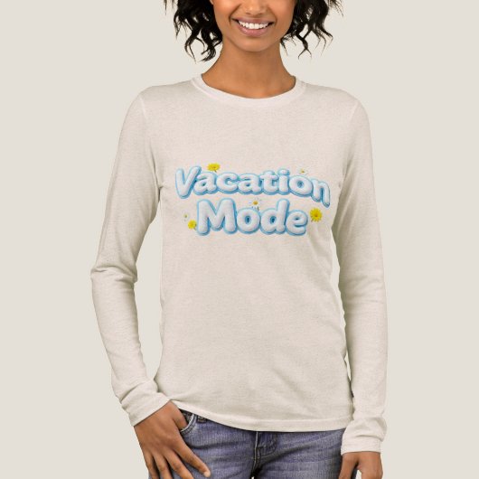 Urlaubsmodus 3D Puffy-Typografie Daisy Longsleeve Tri-Blend Shirt (Vorderseite)