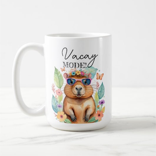 Urlaubsmodus Capybara Tropisch Lustiger Becher Kaffeetasse (Links)