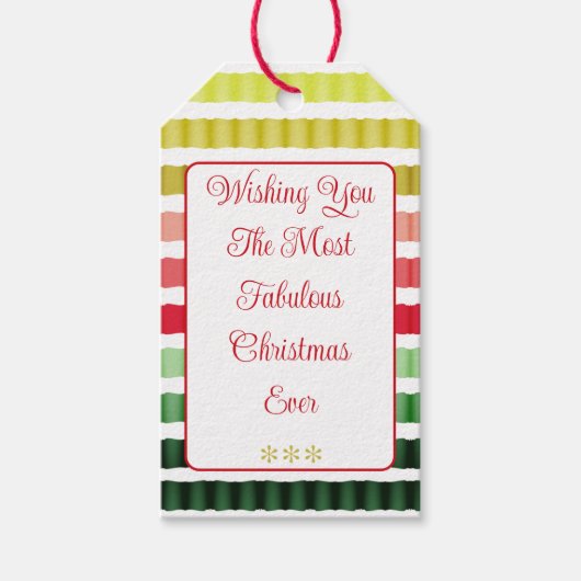 Urlaubsmuster in Rot, Grün und Gold Geschenkanhänger (Vorderseite)