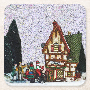 Urlaubsorte Rechteckiger Pappuntersetzer