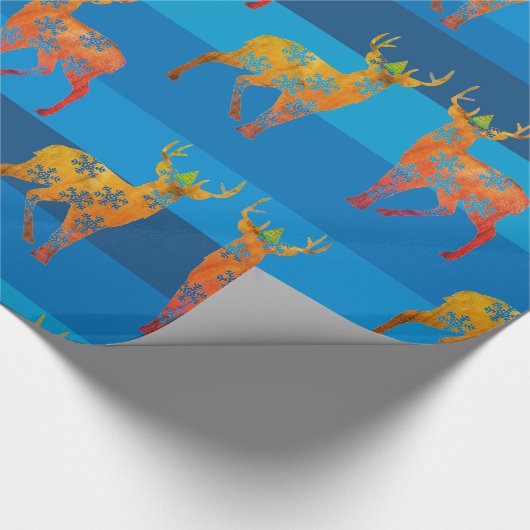 Urlaubspapier für Hirsche Schneeflocken Geschenkpapier (Ecke)