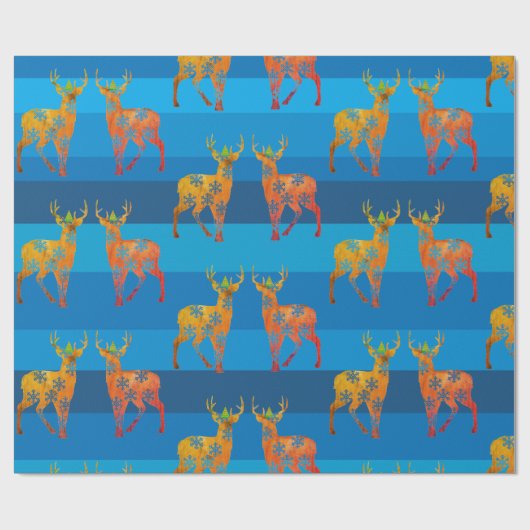 Urlaubspapier für Hirsche Schneeflocken Geschenkpapier (Flach)