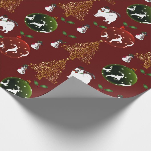 Urlaubspapier:  Samoyeds, Rentier... Geschenkpapier (Ecke)