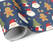 Urlaubspapier Santa und Lebkuchenmänner Geschenkpapier (Rolleneckpunkt)