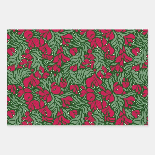 Urlaubspapier Wild Florals - Grünbuch Geschenkpapier Set (Vorderseite)