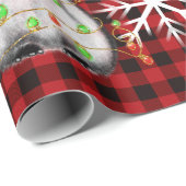 Urlaubspinguin, karierte, blinkende grüne Lichter Geschenkpapier (Rolleneckpunkt)