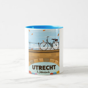 Urlaubsposter Utrecht Niederlande. Zweifarbige Tasse