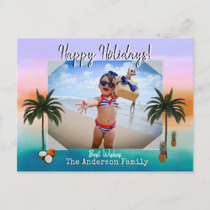 Urlaubspostkarte mit tropischem Hintergrund Postkarte