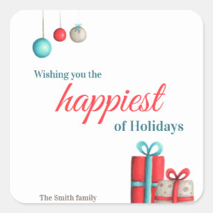 Urlaubssaison Aquamarin und Personalisiert Quadratischer Aufkleber