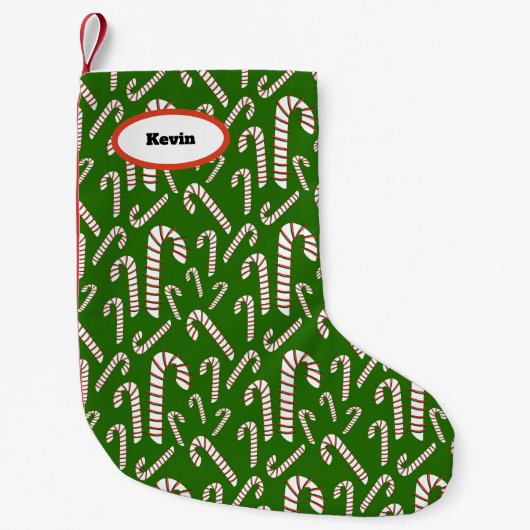 Urlaubssaison Künstlerische Candy Cane Green Kleiner Weihnachtsstrumpf (Vorderseite)