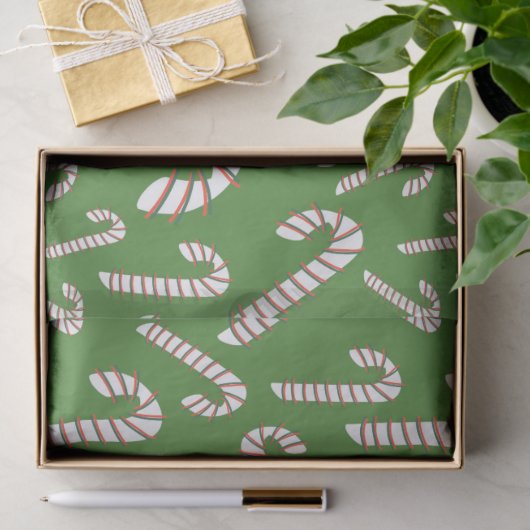 Urlaubssaison Künstlerische Candy Cane Green Seidenpapier (Geschenk)