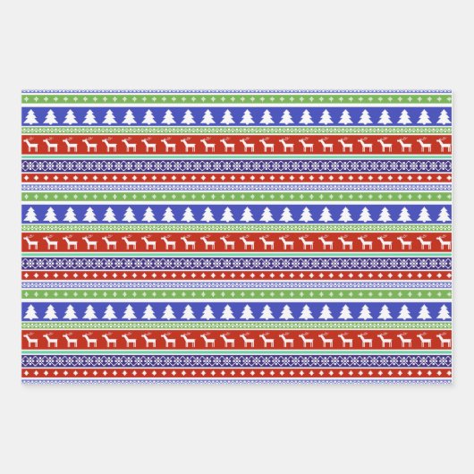 Urlaubsschneemänner, Nordic Stripe und Candy Cane Geschenkpapier Set (Vorderseite 2)