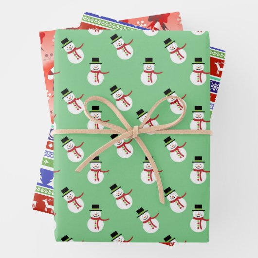 Urlaubsschneemänner, Nordic Stripe und Candy Cane Geschenkpapier Set (Beispiel)