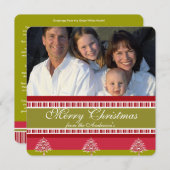 Urlaubsskripte Rot-Grün-Baumuster-Karte Einladung (Vorne/Hinten)