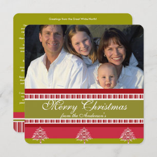 Urlaubsskripte Rot-Grün-Baumuster-Karte Einladung