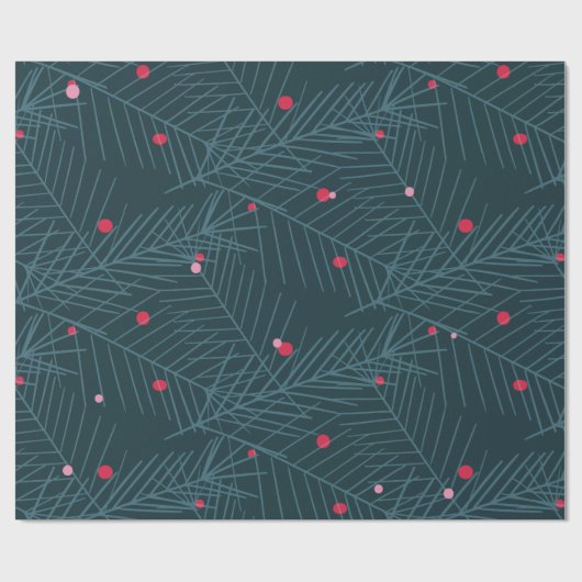 Urlaubsspruce und Berries Blue Green Geschenkpapier (Flach)