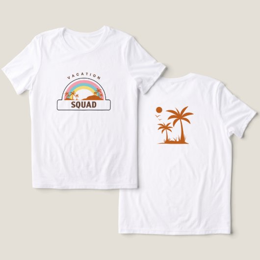 Urlaubsteam Strand Palmen & Regenbogen Tri-Blend Shirt (Design Vorderseite & Rückseite)