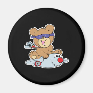 Urlaubsteddybär im Flugzeug Magnet