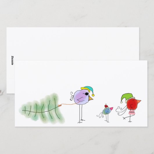 Urlaubsvögel Feiertagskarte (Vorne/Hinten)