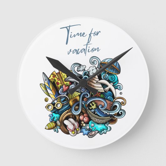 Urlaubszeit Runde Wanduhr (Vorderseite)