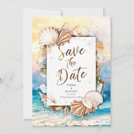 Urlaubsziel Beach Hochzeit Save The Date (Vorderseite)