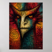Urmasken-Abstrakt – Expressionistischer Stammestyp Poster (Vorne)