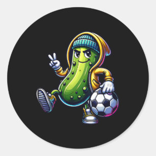 Urn Pickle Fußballspieler Coole Cartoon Vibes Runder Aufkleber