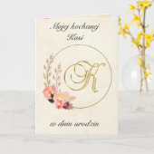 Urodziny - Personalisierte polnische Geburtstagska Karte (Gelbe Blume)