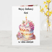 Urodziny - Personalisierte polnische Geburtstagska Karte (Gelbe Blume)